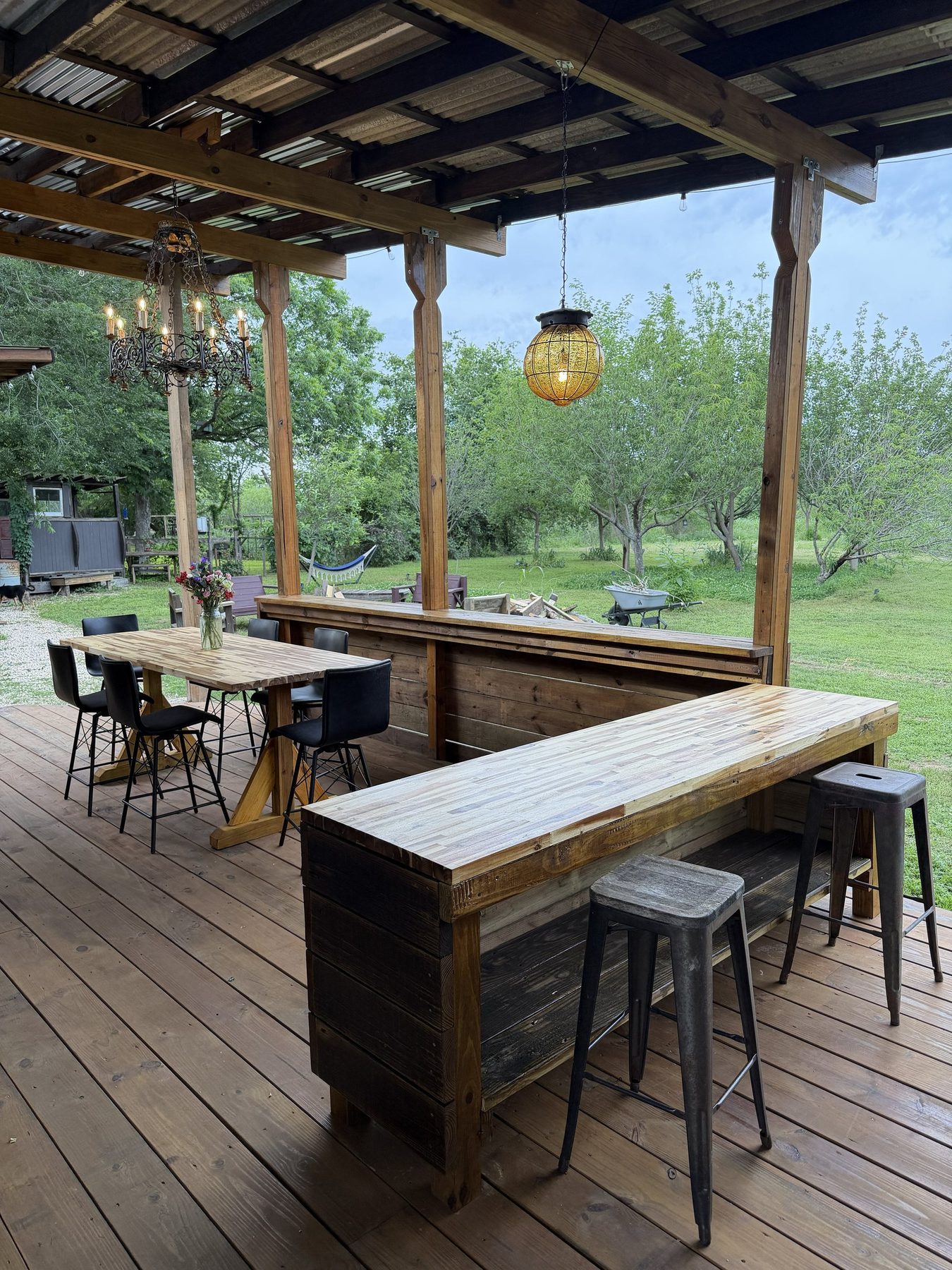 Bar rail looking out to the trees