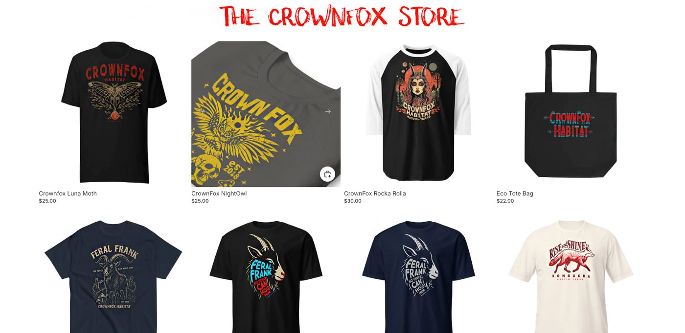 CrownFox shirts and tote